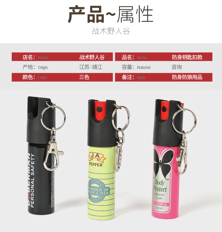 20毫升蝴蝶钥匙扣防狼喷雾 迷你便携防身喷雾产品介绍(图3)