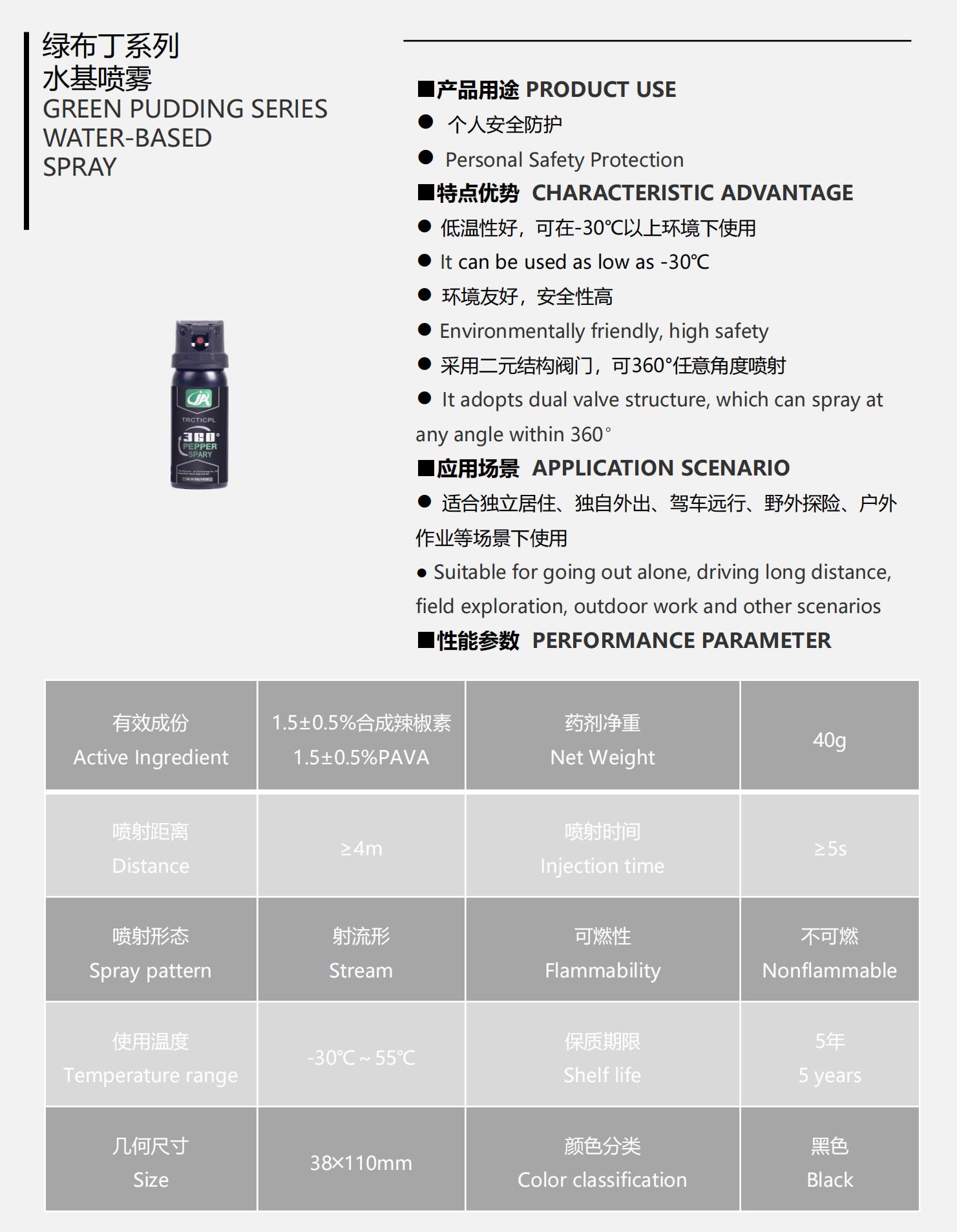 绿布丁40g水基防狼喷雾 360°射流型辣椒喷雾(图5)