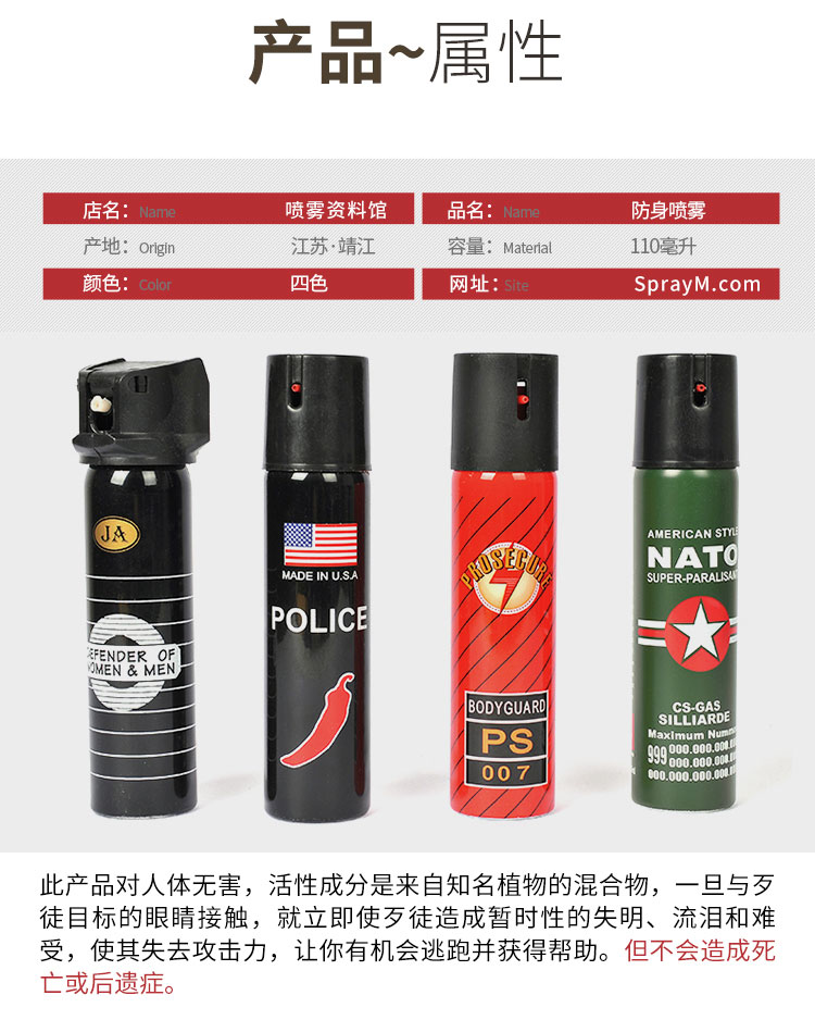 德国NATO黑色大瓶CS防狼喷雾110mL高浓缩辣椒水(图2)