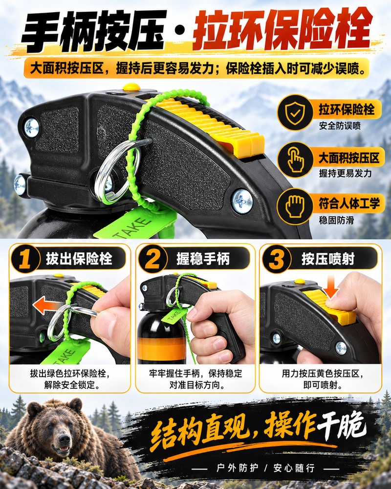 外贸熊喷500mL防熊喷雾 ≥5米强力雾状OC驱熊驱兽喷剂(图8)